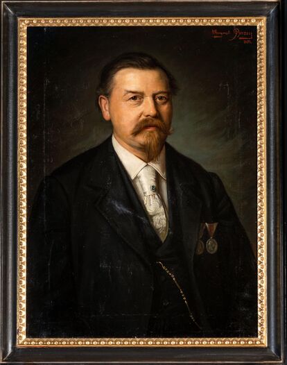 August Pezzey senior Portrait de n ël 1891 Öre sön peza 74 x 95 cm Archif Museum Ladin